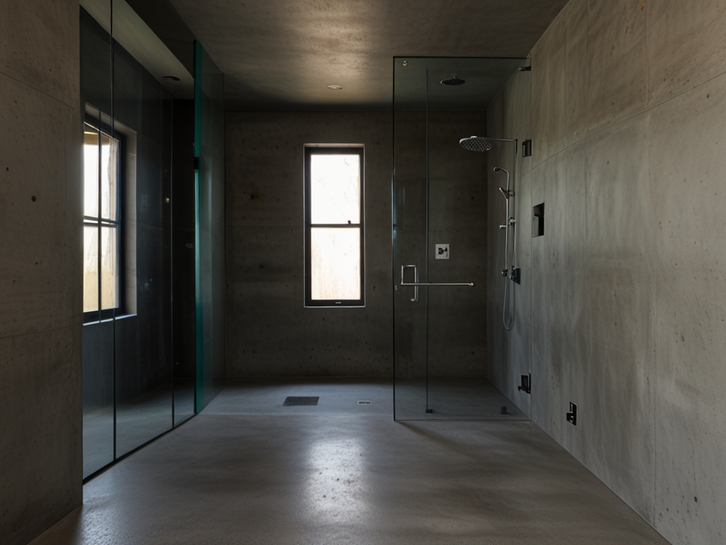douche moderne en beton ciré